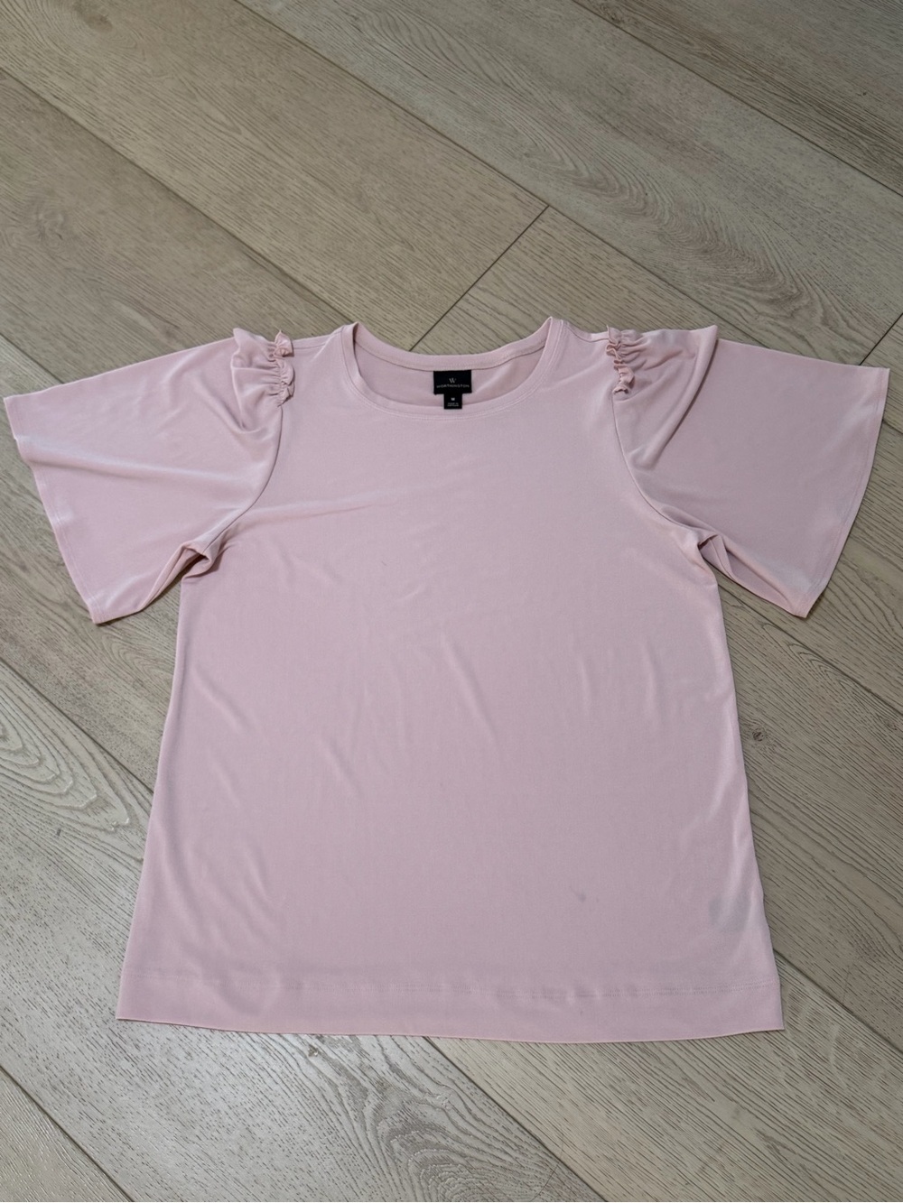 Worthington Light Pink Ruffle Shoulder Tee